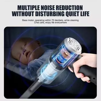 Мощный ручной беспроводной пылесос 5500 Па, мощный перезаряжаемый портативный пылесос с низким уровнем шума белый/чёрный