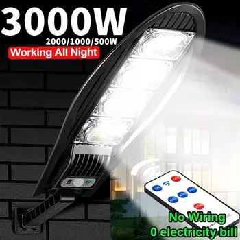 Мощный солнечный свет на открытом воздухе IP65 водонепроницаемый 3000/2000/1000/500 Вт уличные фонари датчик движения солнечный домашний сад индукционный настенный фонарь 1PACK-500W