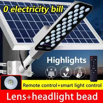 Мощный солнечный уличный светильник, водонепроницаемый уличный солнечный светильник с дистанционным управлением для сада, гаража и дома, настенный солнечный светильник