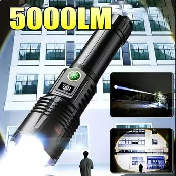 Мощный светодиодный фонарик 5000 люмен перезаряжаемый фонарик дальнего действия самый мощный фонарь ультра мощный фонарик A- no battery