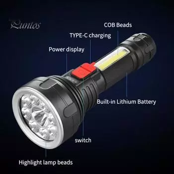 Мощный светодиодный фонарик небольшого размера, водонепроницаемый, с высоким световым потоком, супер яркий фонарь, перезаряжаемый через USB-порт A