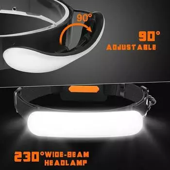 Мощный светодиодный налобный фонарь COB 5500 мАч, портативный налобный фонарь со встроенным аккумулятором, перезаряжаемый через USB, водонепроницаемый налобный фонарь