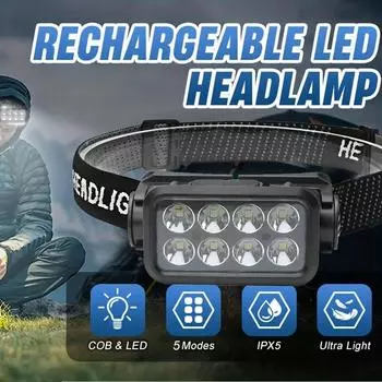 Мощный светодиодный налобный фонарь USB перезаряжаемый налобный фонарь водонепроницаемый налобный фонарь супер яркий налобный фонарь для кемпинга походов рыбалки K354-There is induction