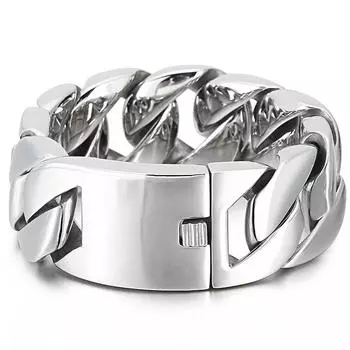 Мощный тяжелый металл шириной 31 мм, большой толстый браслет с кубинской цепочкой для мужчин, массивные мужские ювелирные браслеты из нержавеющей стали на руках 21.5CM