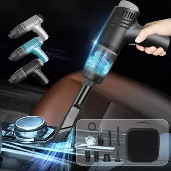 Мощный всасывающий пылесос для автомобиля и дома, всасывающий и выдувной пылесос 3-в-1, мини-пылесос для щелей, очиститель клавиатуры, зарядка через USB чёрный