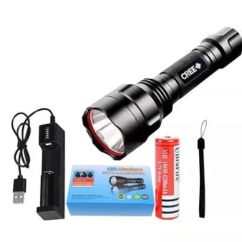 Мощный заряжаемый фонарик, многофункциональный, сверхъяркий, для стрельбы на большие расстояния, для езды на велосипеде, для дома, водонепроницаемый светодиодный фонарь. One Size чёрный