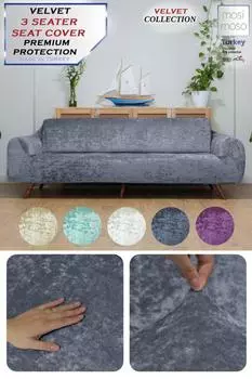 Mosimoso Home Бархатный чехол на 3-местный диван Эластичный чехол на диван | Эластичный чехол на сиденье | Чехол на сиденье