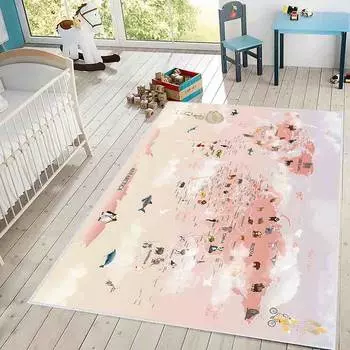 Mosimoso Home MJ032 Детский ковер с нескользящей подошвой в горошек и принтом