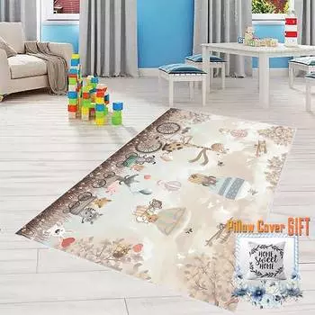 Mosimoso Home MJ034 Детский ковер с нескользящей подошвой в горошек и принтом