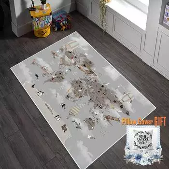 Mosimoso Home MJ040 Детский ковер с нескользящей подошвой в горошек и принтом