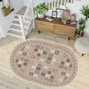 Mosimoso Home O005 Dot Sole Printed Carpet Oval Carpet
