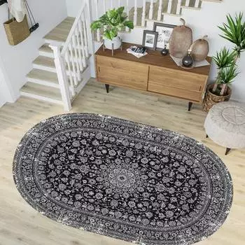 Mosimoso Home O007 Dot Sole Printed Carpet Oval Carpet