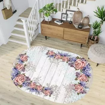 Mosimoso Home O009 Dot Sole Printed Carpet Oval Carpet