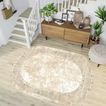 Mosimoso Home O011 Dot Sole Printed Carpet Oval Carpet