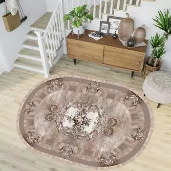 Mosimoso Home O014 Dot Sole Printed Carpet Oval Carpet