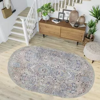 Mosimoso Home O015 Dot Sole Printed Carpet Oval Carpet