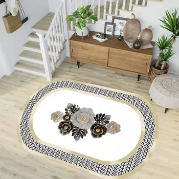 Mosimoso Home O017 Dot Sole Printed Carpet Oval Carpet