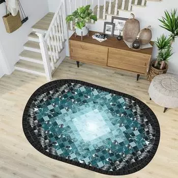 Mosimoso Home O021 Dot Sole Printed Carpet Oval Carpet