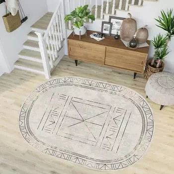 Mosimoso Home O022 Dot Sole Printed Carpet Oval Carpet