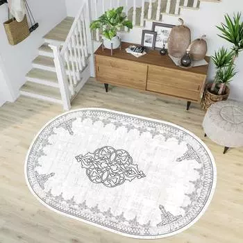 Mosimoso Home O025 Dot Sole Printed Carpet Oval Carpet