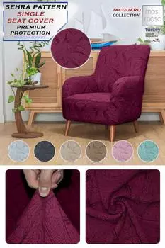 Mosimoso Home Stretch Elastic Flexible Washable Cotton Sehra Pattern Single Jacquard Sofa Cover Sofa Cover