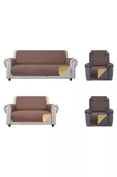 Mosimoso Home Водонепроницаемые противоскользящие чехлы для дивана 3+3+1+1. Двусторонний полезный набор - Плед для дивана.