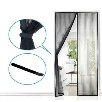 Москитная дверная занавеска, магнитная москитная сетка, дышащая, простая установка, магнитная застежка, дверной проем, москитная занавеска M чёрный
