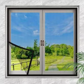 Москитная сетка для окна, черная сетка для экрана, самоклеящаяся сетка для окна от насекомых, многоразовая индивидуальная москитная сетка на липучке W 30CM H 60CM