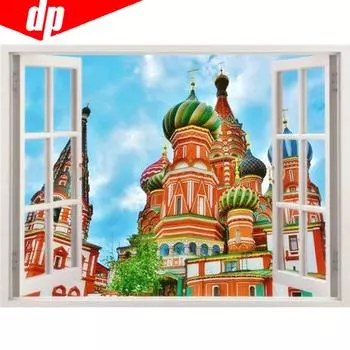 Московская Церковь 5D Полный Круглый Алмазная Картина Живописная Алмазная Вышивка Продажа Горный Хрусталь Изображение 20X30