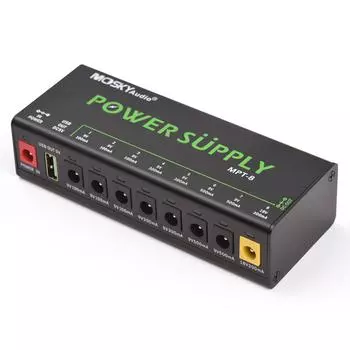 MOSKYAUDIO 8-канальный блок питания для гитарной педали с независимой защитой от короткого замыкания и светодиодной подсветкой US Plug чёрный