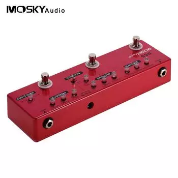 MOSKYAudio DC5 6-в-1 гитарная педаль мультиэффектов Задержка + хорус + дисторшн + овердрайв + усилитель красный