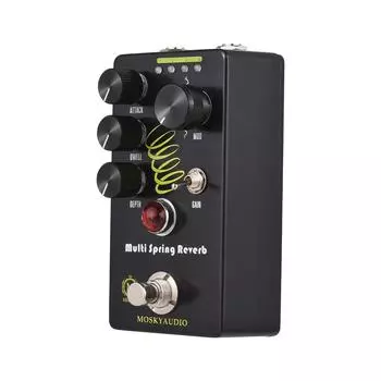 MOSKYAUDIO MULTI SPRING REVERB Педаль гитарных эффектов реверберации Attack/Dwell/Depth/GAIN/4-режимная ручка DC чёрный