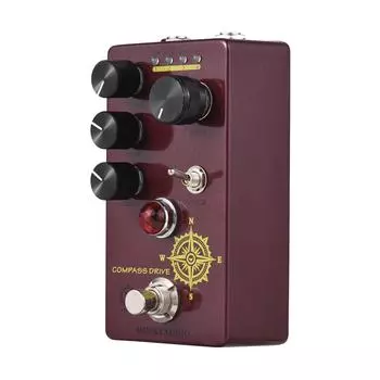 MOSKYAudio Overdrive гитарная педаль эффектов с 4 переключателями режимов и регуляторами громкости/тона/драйва, компактная бордовый