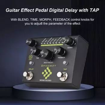 MOSKYAudio, педаль эффектов для гитары, цифровая задержка с TAP, двойной педальный переключатель, педаль задержки, педаль для гитары с чёрный