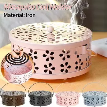 Mosquito Coil Holder Portable Incense Burner Bracket with Handle Incense Coil Burner Mosquito Repellent Coil for Garden Patio бронзовый