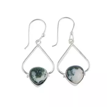 Moss Agate Gemstone925 Sterling Silver Stylish Jewelry Earrings For Wedding Gift EE-33-25