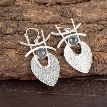 Moss Agate Gemstone 925 Sterling Silver Jewelry Handmade Dangle Earrings 1.78 EE-64-28