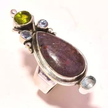 Moss Agate Gemstone Handmade Ethnic Thanksgiving Gift Jewelry Ring 7.75 M3V53