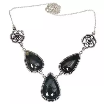 Moss Agate Gemstone Mother s Day Handmade Silver Jewelry Necklace 20 in