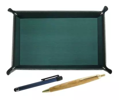 moss green cowhide leather pen blue metal touch and retro maple wood ballpoint pen set Japanese-made tray, stick, (TRAMG-ALL-HS47S)