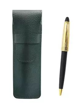 Moss Green Grained Leather Pen Neo with and Black Retro Ballpoint Pen Set Two-pack Case, D-800 Gold-Tone Finish, (SASM-800B-B-2) чёрный