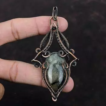 Moss Prehnite Pendant Copper Wire Wrapped Pendant Moss Prehnite Jewelry Gemstone Pendant For Women Copper Wire Wrap Jewelry Handmade Pendant