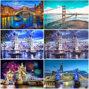 Мост DIY 5D алмазная живопись полный круглый дрель пейзаж Алмазная вышивка крестиком мозаика стены книги по искусству домашний декор подарок Full Round 15x20CM