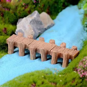 Мост из смолы, мини-миниатюрные сказочные садовые фигурки, пейзаж, орнамент из мха, декор жёлтый