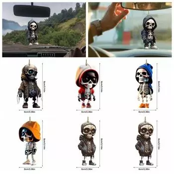 Мотаться автомобильный скелет фигурка автомобильный орнамент авто зеркало череп кулон автомобильный подвесной орнамент 05