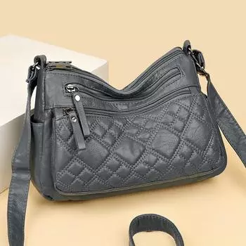 Mother Bag Embroidery Women s Crossbody Bag Multi-Layer Large Capacity Crossbody Bag темно-серого