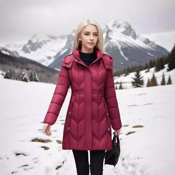 mother dress medium and long hooded loose fashion down cotton dress women s thickened cotton coat L [Recommended below 55kg] чёрный