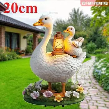 Mother duck with cute ducklings, 2D flat acrylic, decoration, suitable for garden, potted plants, outdoors, terrace, Christmas, Halloween 20cm