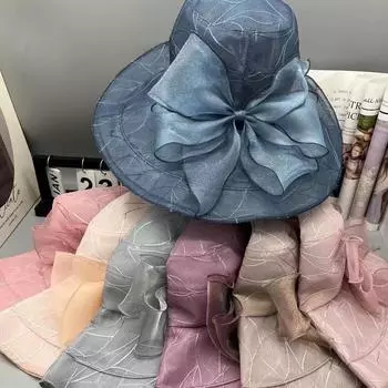 Mother hat female summer big eaves sun hat foreign style show young bucket hat in the elderly mother-in-law hat Adjustable