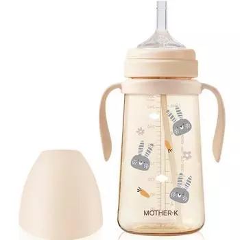 Mother K Babys Basic PPSU Соломенная чашка с кроликом 300 мл, Кремовая, 1 шт., Популярные корейские товары для родителей